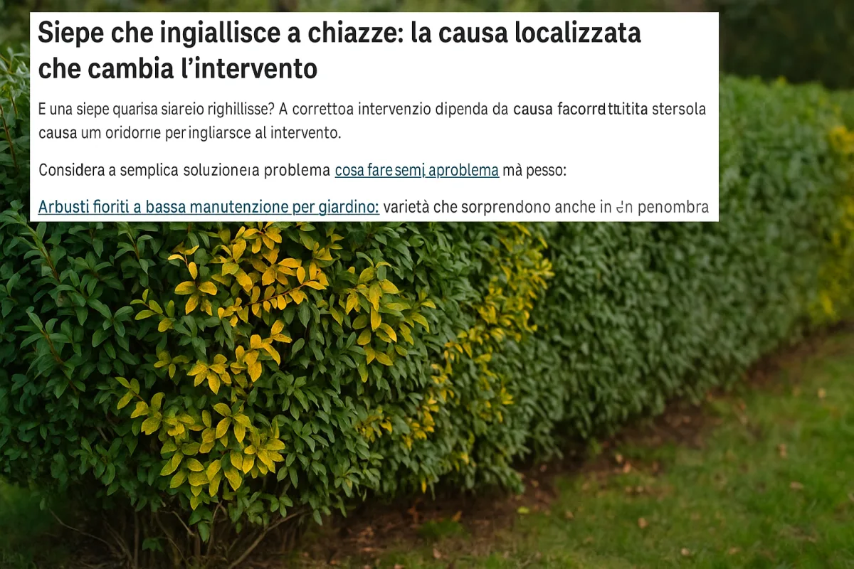 Siepe che ingiallisce a chiazze: la causa localizzata che cambia l'intervento