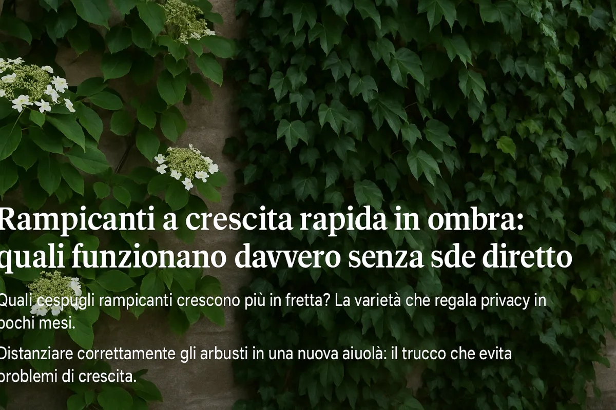 Rampicanti a crescita rapida in ombra: quali funzionano davvero senza sole diretto