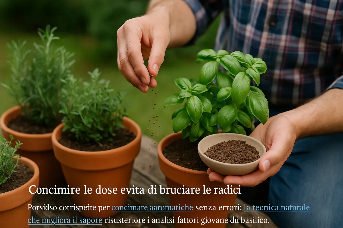 Concime naturale per le aromatiche: quale dose evita di bruciare le radici