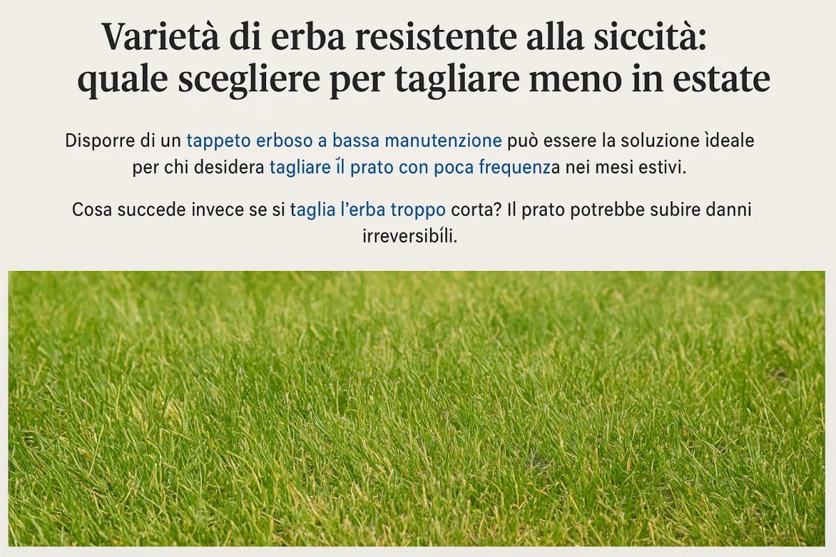 Varietà di erba resistente alla siccità: quale scegliere per tagliare meno in estate