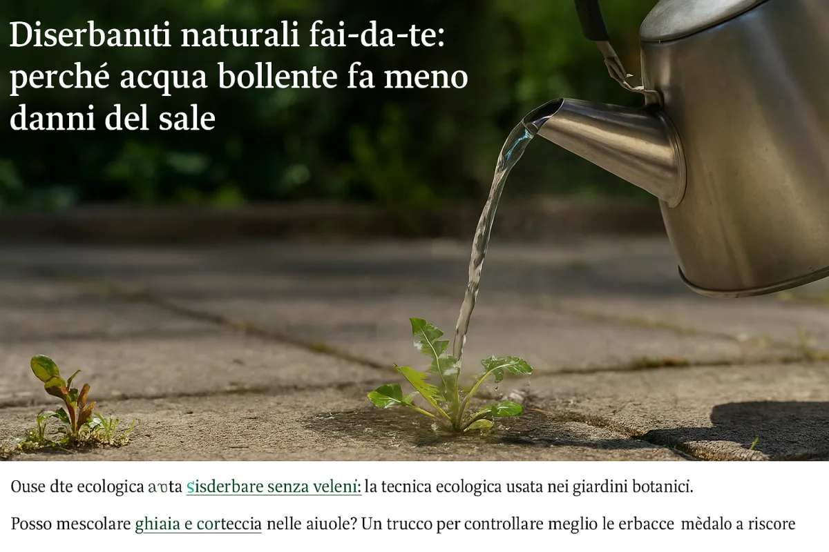 Diserbanti naturali fai-da-te: perché l'acqua bollente fa meno danni del sale