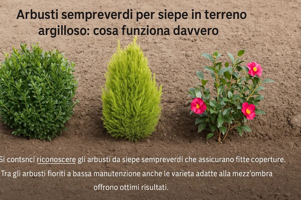 Arbusti sempreverdi per siepe in terreno argilloso: cosa funziona davvero