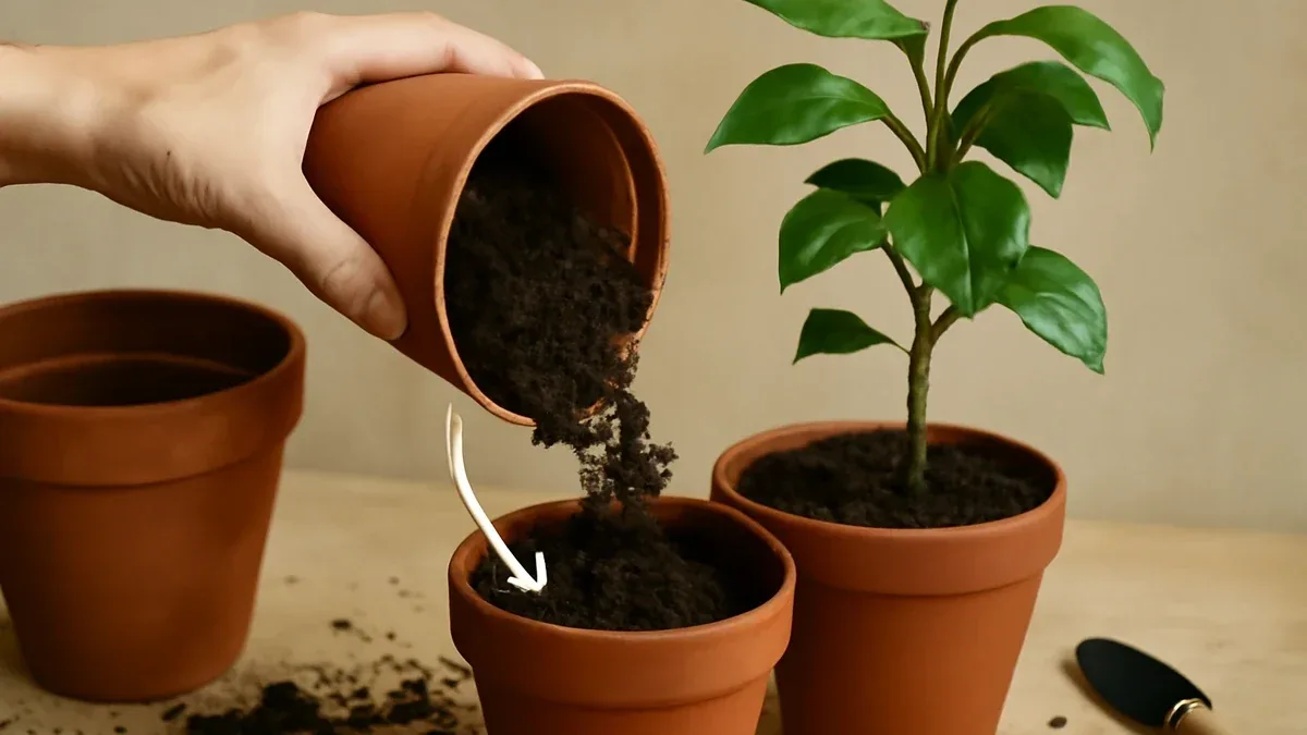 Piante in vaso con terriccio abbassato: quando rabboccarlo senza interrare il fusto