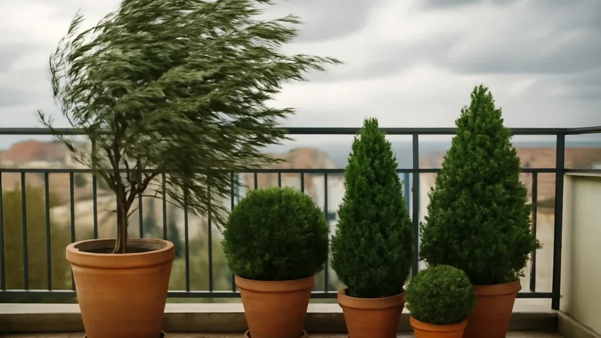 Piante in vaso su balcone ventoso: come stabilizzarle